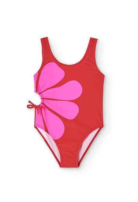 Maillot de bain en polyamide pour fille de couleur grenat