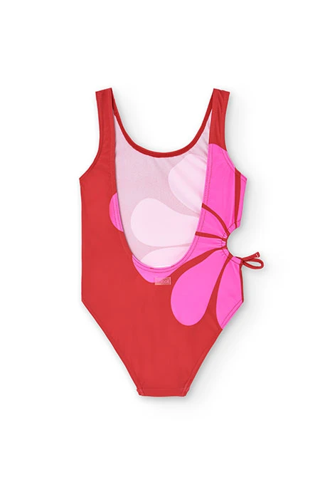Bañador de poliamida para niña en color granate