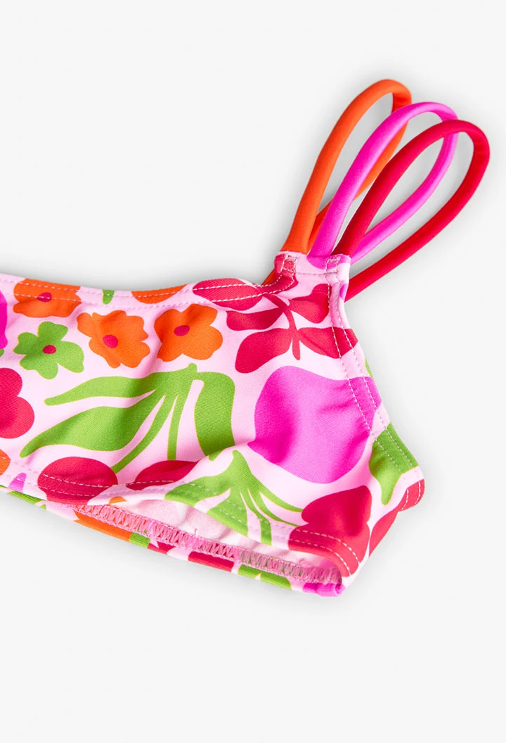 Biquíni de poliamida para menina com estampado de flores
