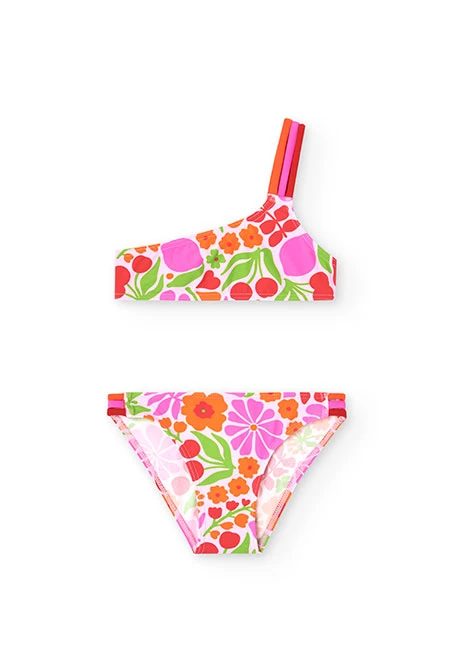 Bikini en polyamide pour fille avec imprimé floral.