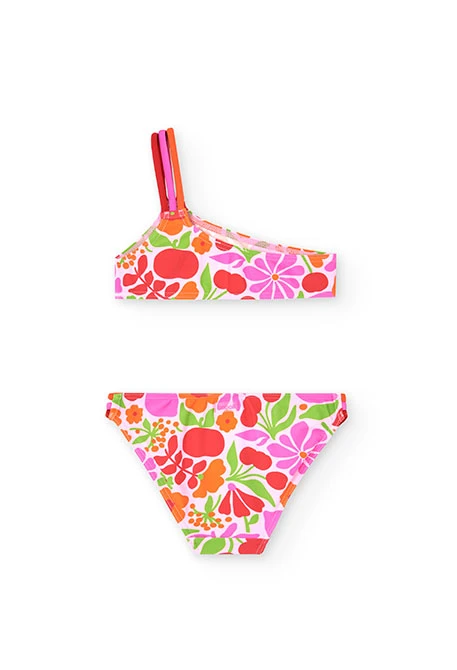 Bikini de poliamida para niña con estampado de flores