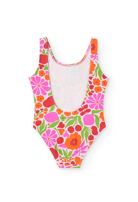 Bañador de poliamida para niña con estampado de flores en colores vivos