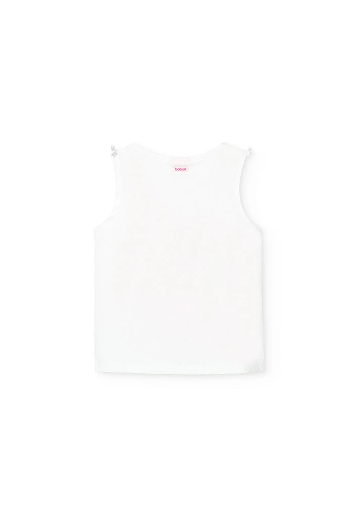 T-shirt en tricot pour fille en couleur blanche avec imprimé