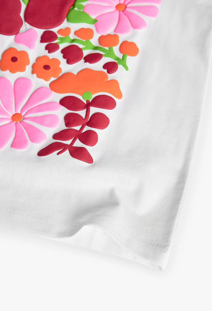 T-shirt en tricot pour fille en couleur blanche avec imprimé