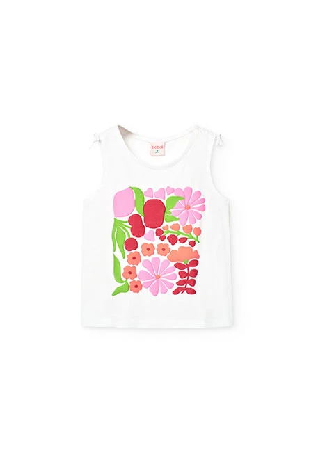 Maglietta a maglia per bambina di colore bianco con stampa