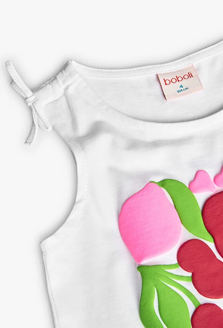 Camiseta de punto para niña en color blanco con estampado