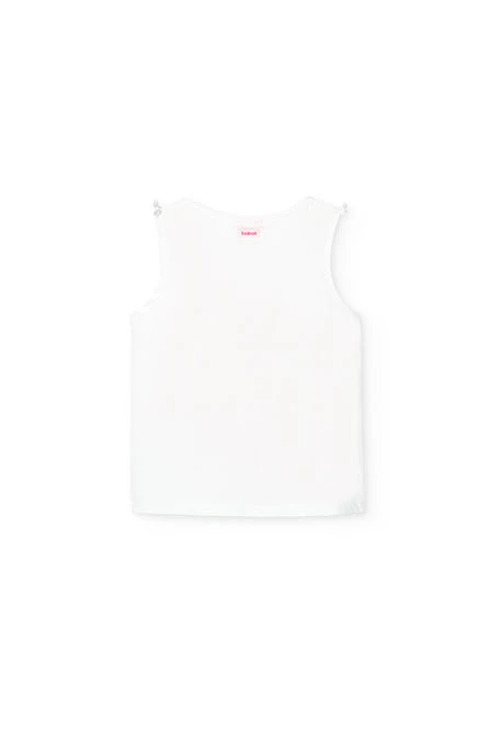 Camiseta de punto para niña en color blanco con estampado