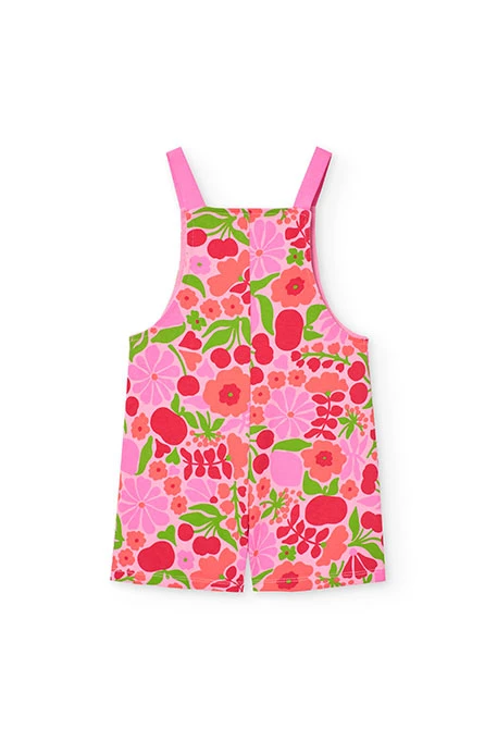 Mono de punto para niña con diseño de flores en color rosa y verde