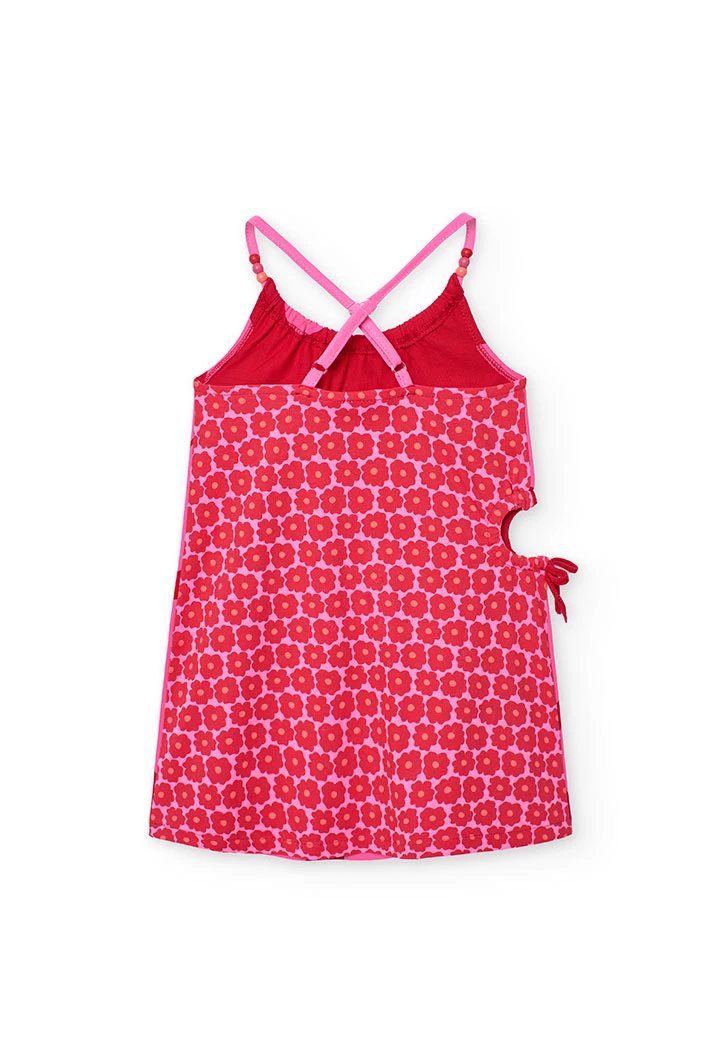 Vestido de malha para menina em cor grená