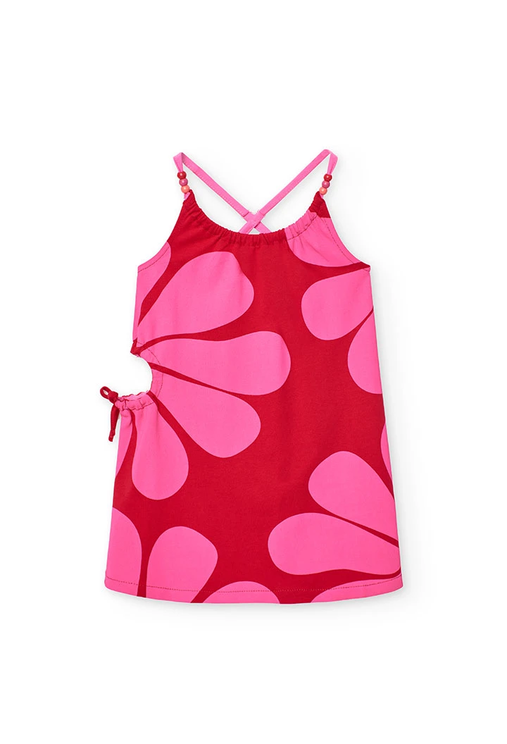 Abito in maglia per bambina di colore granato