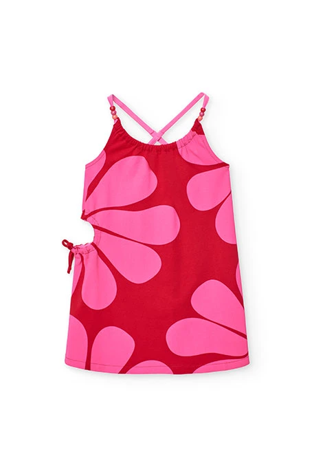 Vestido de punto para niña en color granate