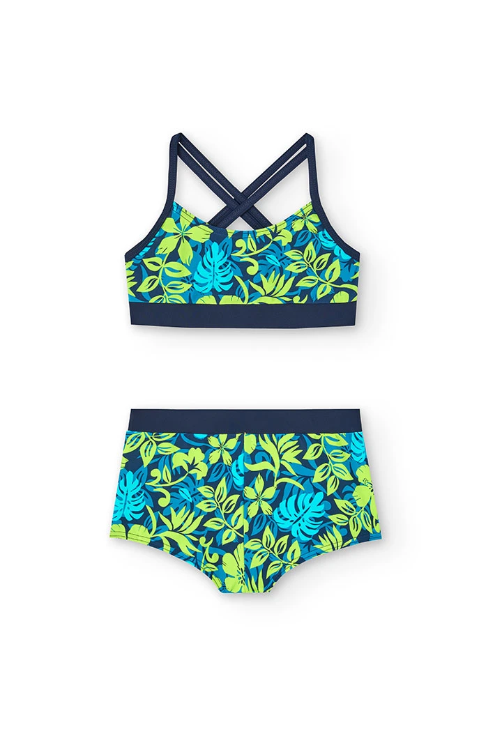 Bikini en polyamide pour fille avec imprimé tropical