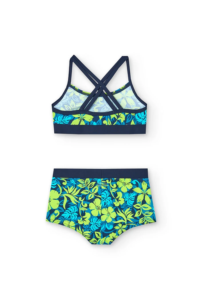 Bikini en polyamide pour fille avec imprimé tropical