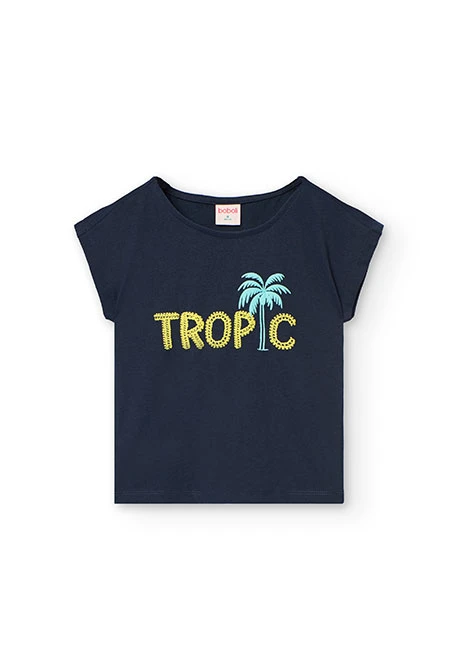 Maglietta a maglia per bambina in colore blu marino
