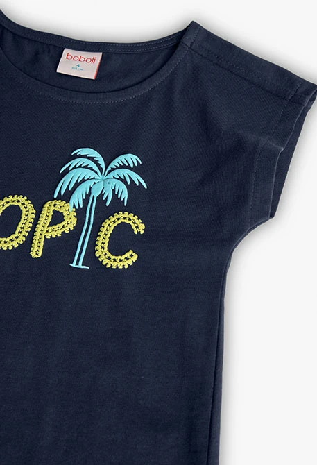 Maglietta a maglia per bambina in colore blu marino