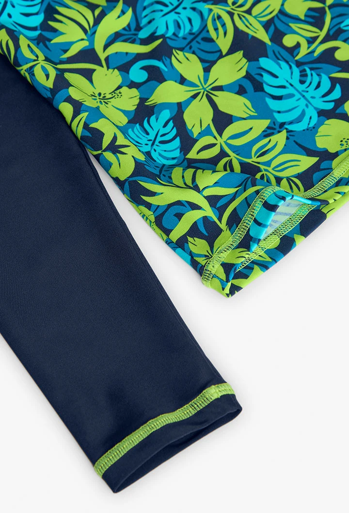T-shirt en maille de polyamide pour fille en bleu marine