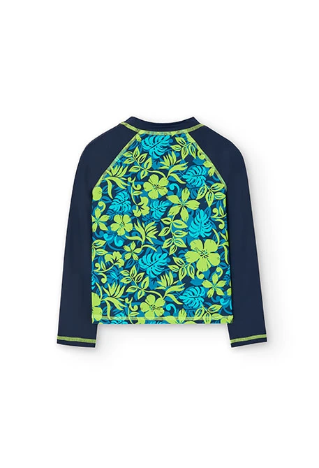 T-shirt en maille de polyamide pour fille en bleu marine