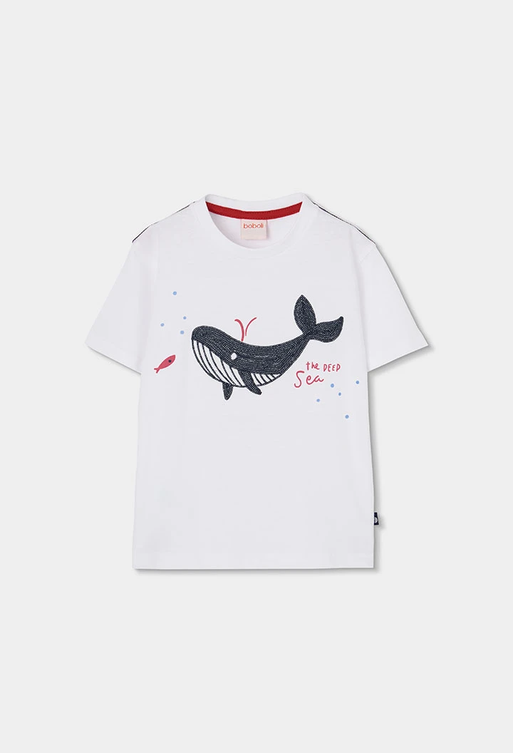 T-shirt enfant coton blanc baleine