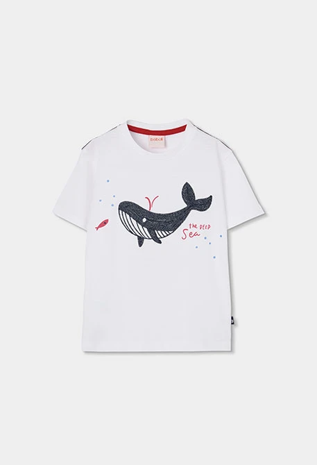 White cotton whale boy?s T-shirt