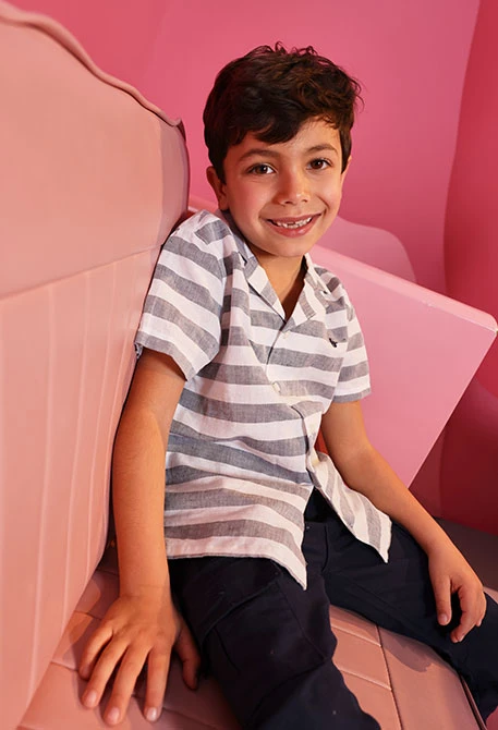 Chemise enfant en lin imprimé