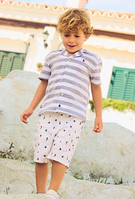 Chemise enfant en lin imprimé