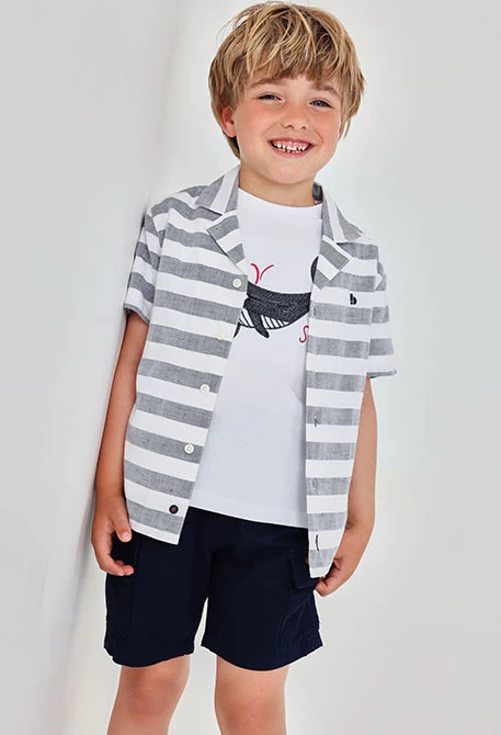 Camicia bambino lino stampato