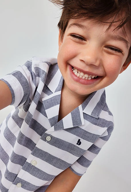 Camisa criança linho estampado