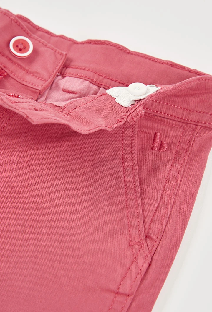 Red cotton Bermuda shorts