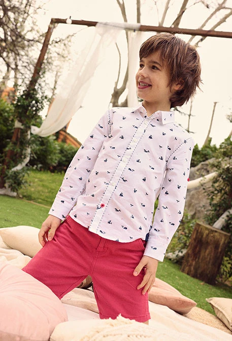 Bermuda en coton rouge