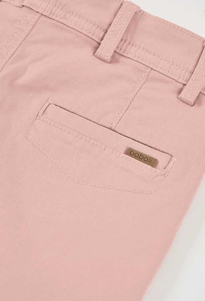 Salmon-coloured cotton Bermuda shorts