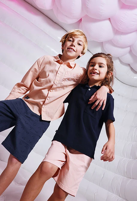 Salmon-coloured cotton Bermuda shorts