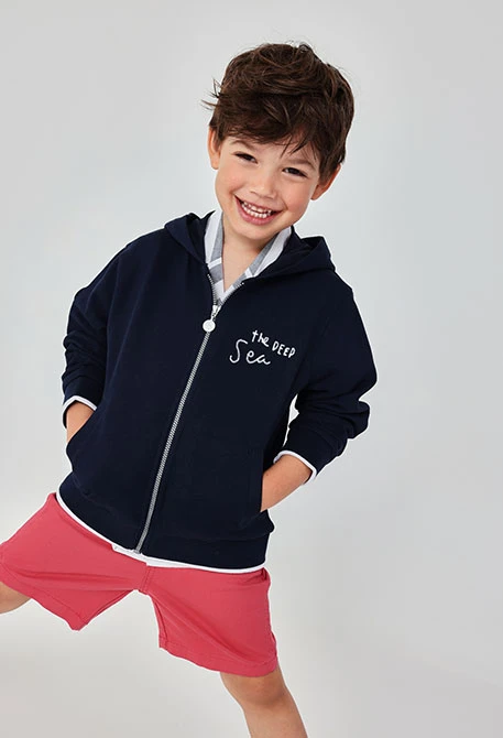 Veste enfant à capuche bleu marine