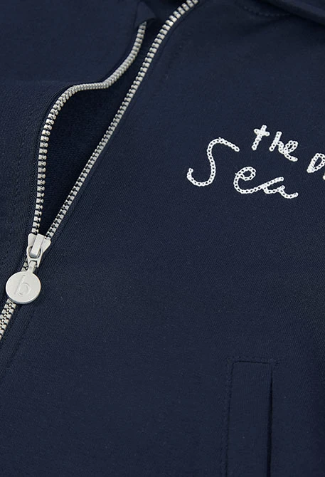 Navy blue hooded jacket for a child