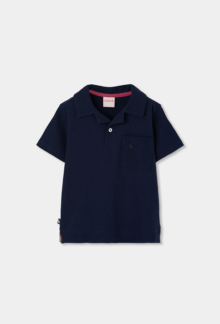 Polo criança algodão azul-marinho