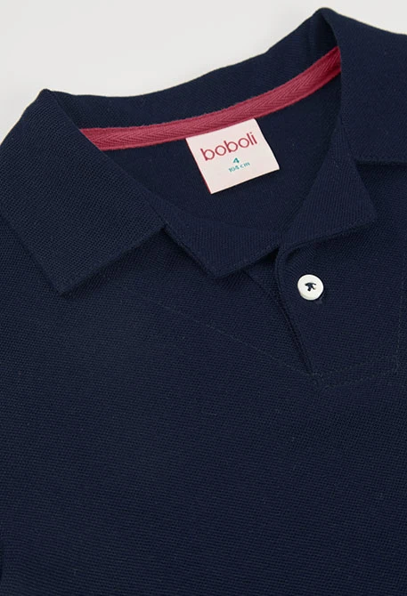 Polo criança algodão azul-marinho