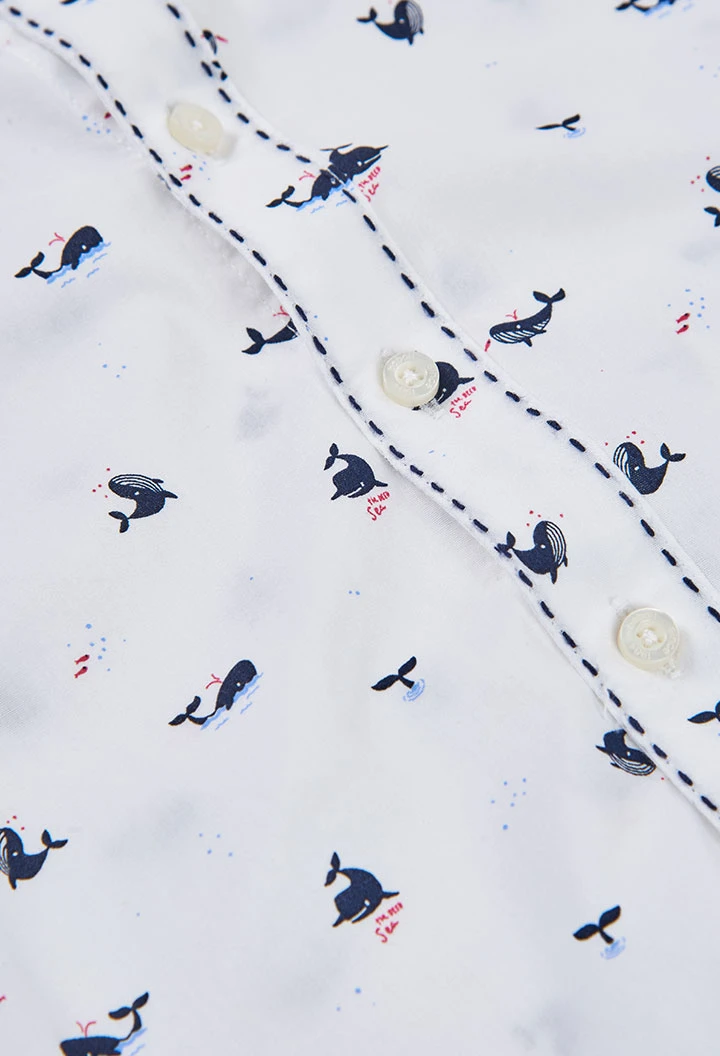 Printed poplin shirt for boy