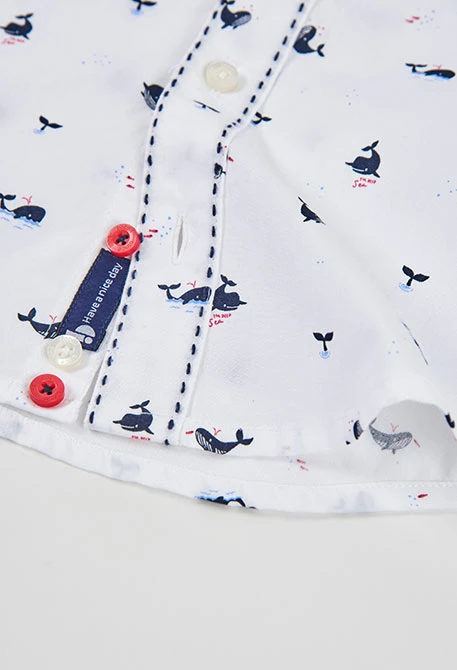 Printed poplin shirt for boy