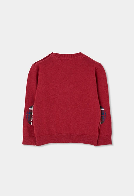 Red boy\'s jumper with dog embroidery