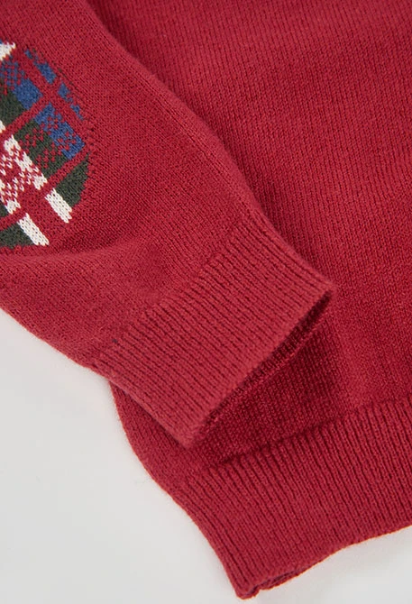 Red boy\'s jumper with dog embroidery
