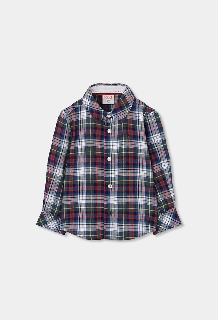 Blue and red checked boy\'s shirt