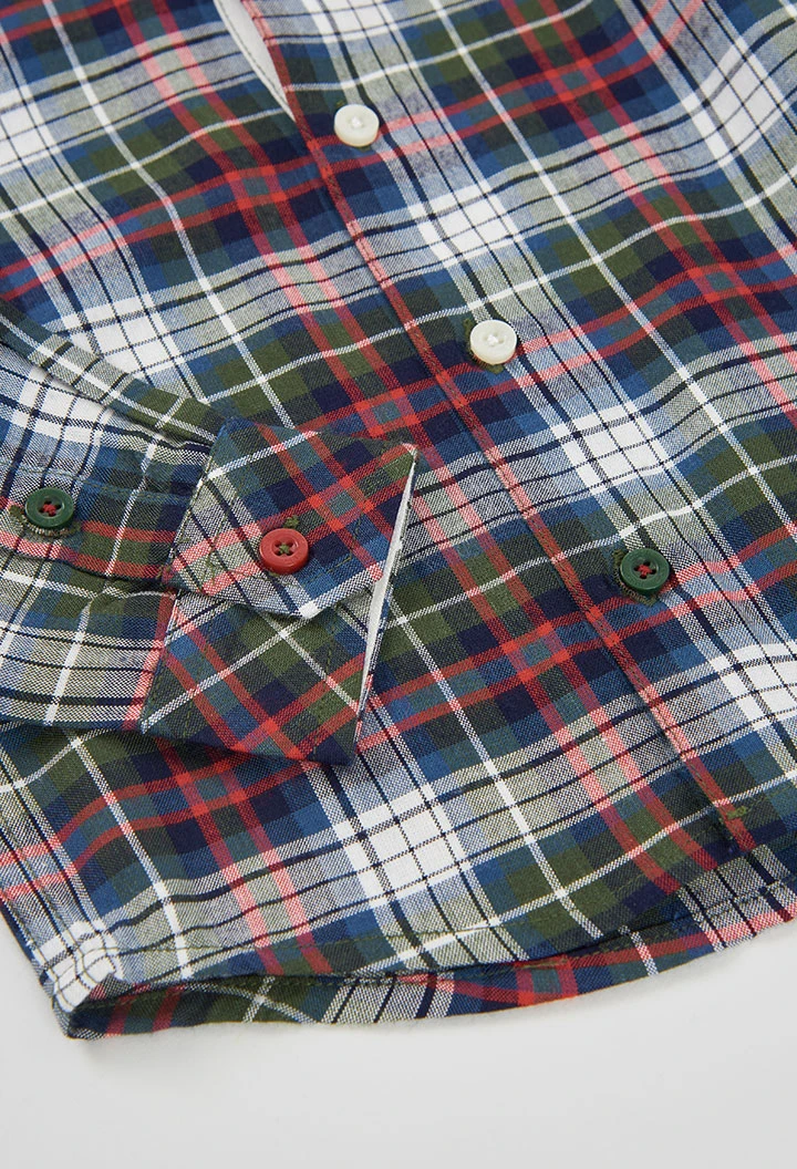 Camicia bambino a quadri blu navy e rosso