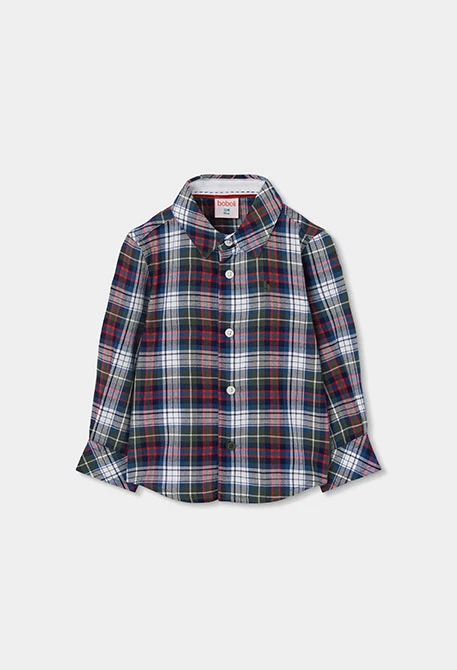 Blue and red checked boy\'s shirt