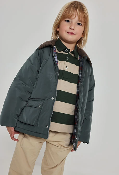 Parka en tissu technique garçon vert