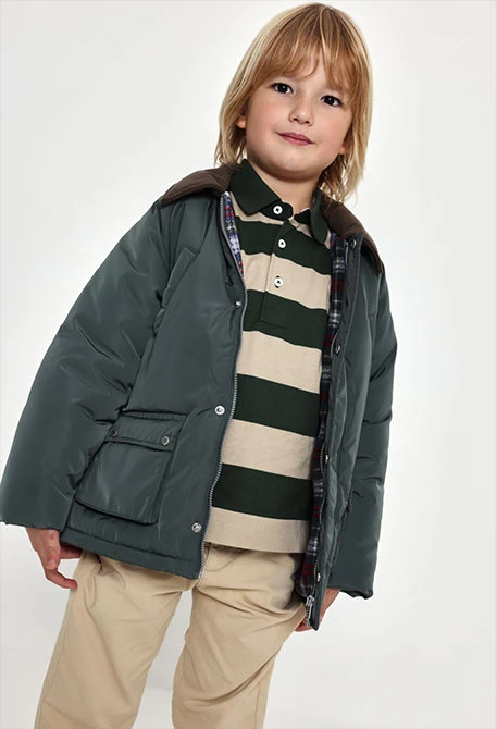Parka tejido técnico niño verde