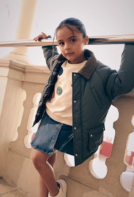 Parka in tessuto tecnico bambino verde