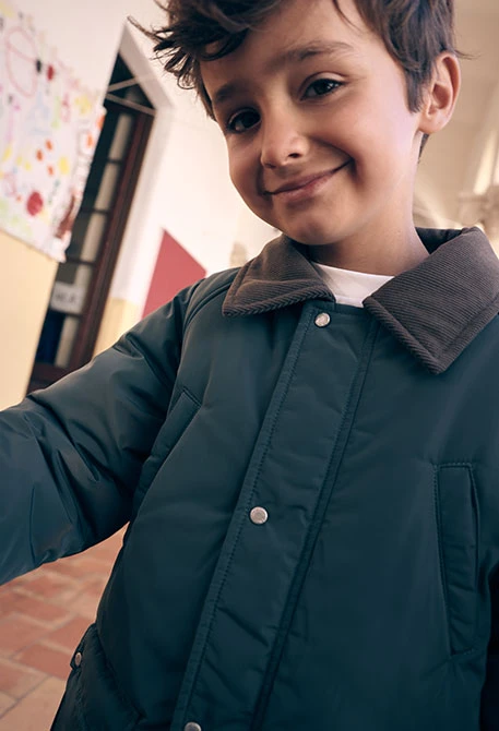 Parka in tessuto tecnico bambino verde