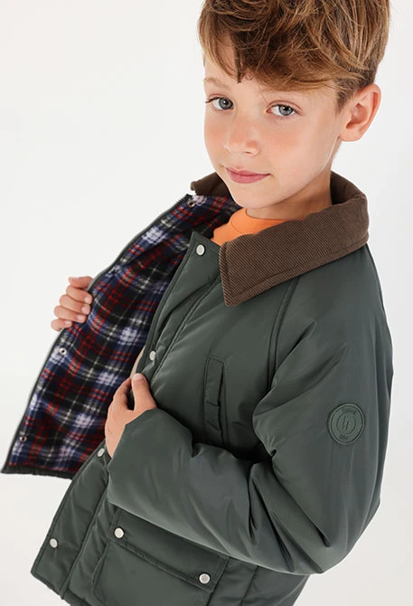 Parka tejido técnico niño verde