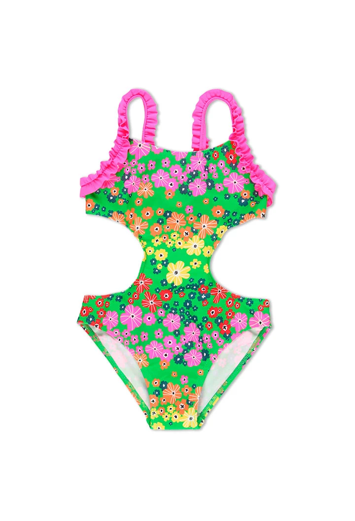 Maillot de bain polyamide fleurs pour fille