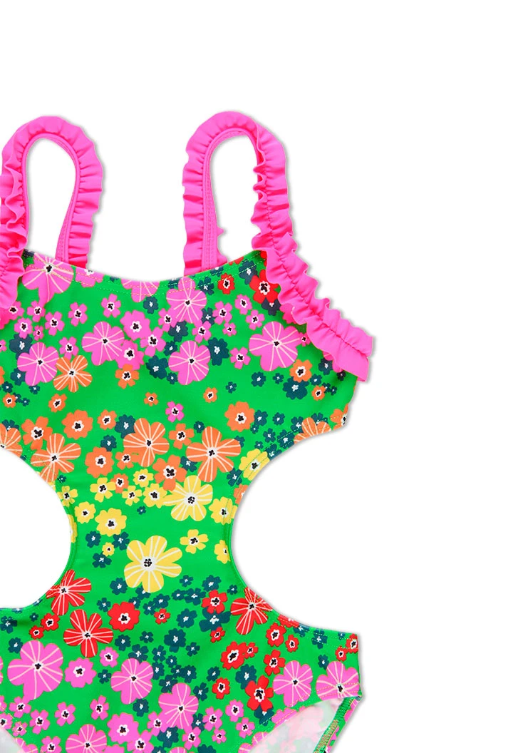 Maillot de bain polyamide fleurs pour fille