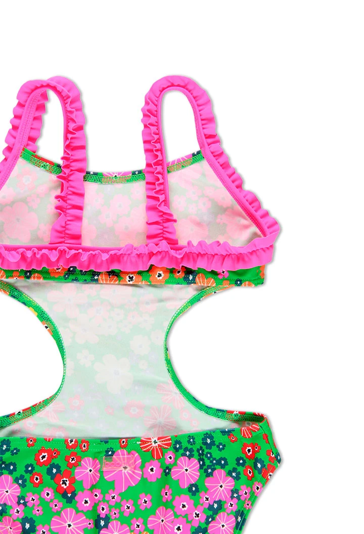 Maillot de bain polyamide fleurs pour fille